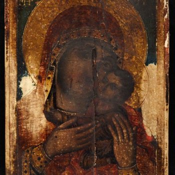 Vierge de tendresse, icône de l'église de la Dormition de Marseille (avant restauration)