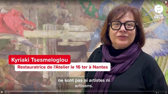 Reportage Ouest France sur la restauration des toiles peintes du parlement de Bretagne